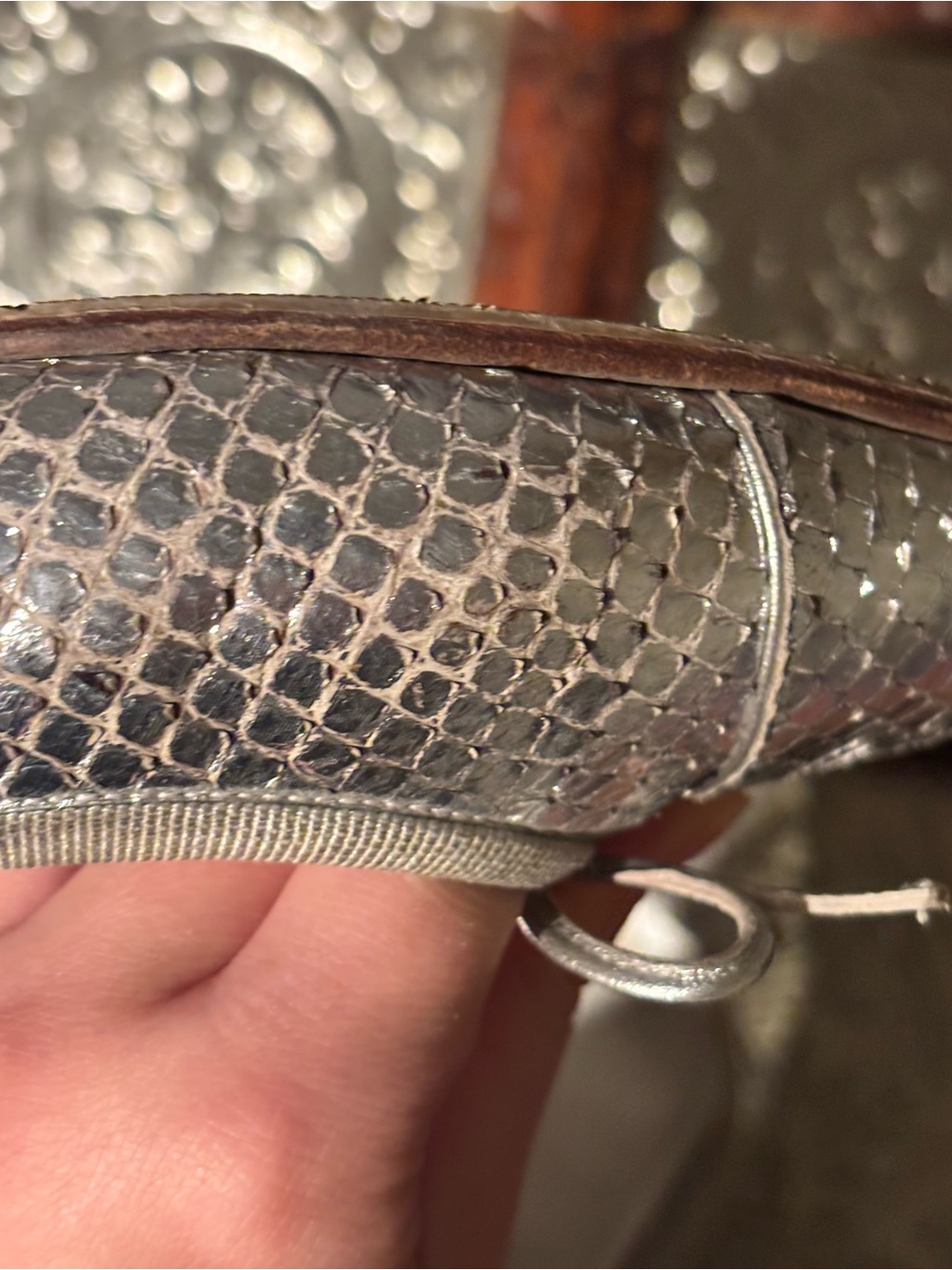 Chanel Silver Python Ballet Flats - Size 37 - Picture 9 of 14